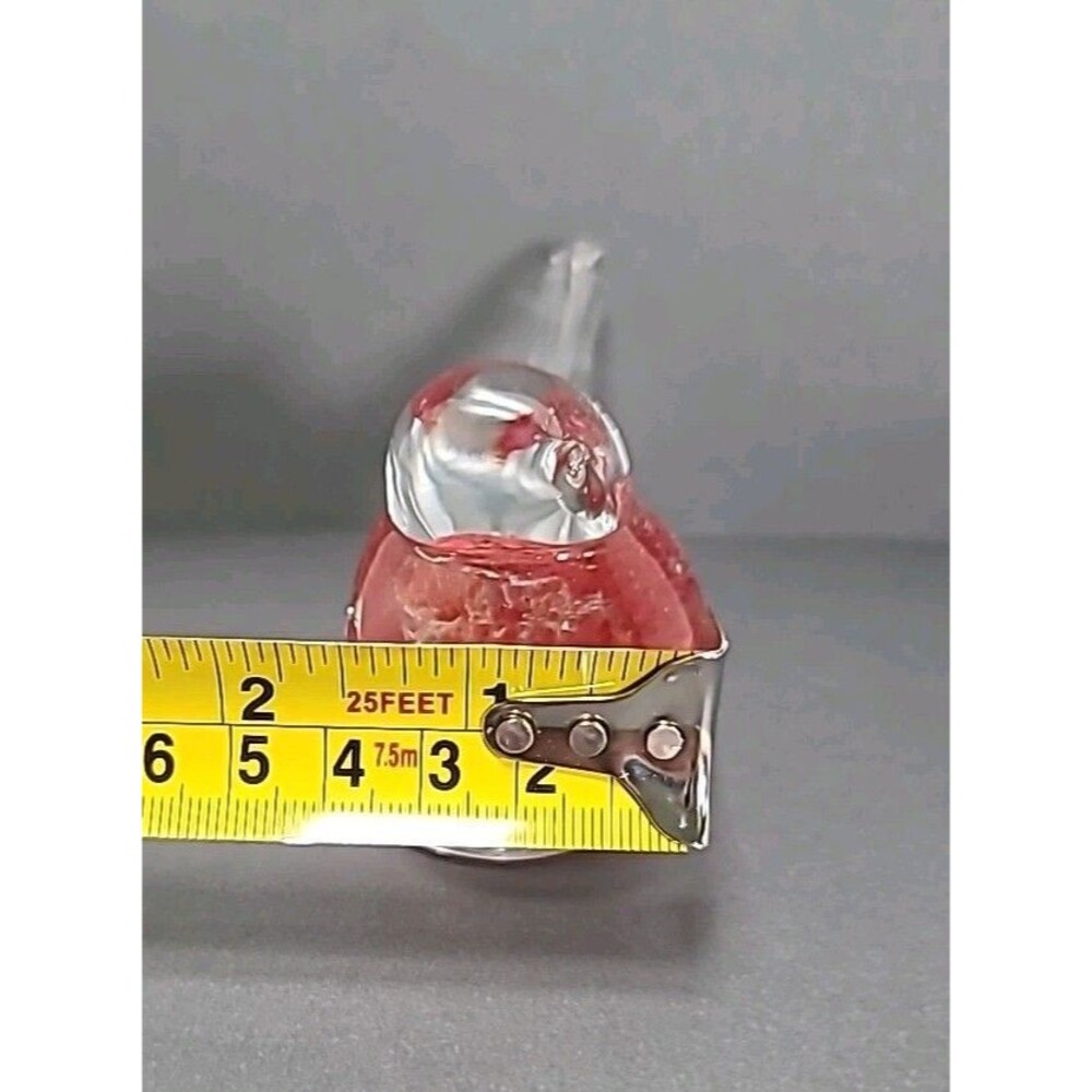 Vintage Red & Clear Art Glass Bird  Hand Blown Paperweight - Picture 3 of 6